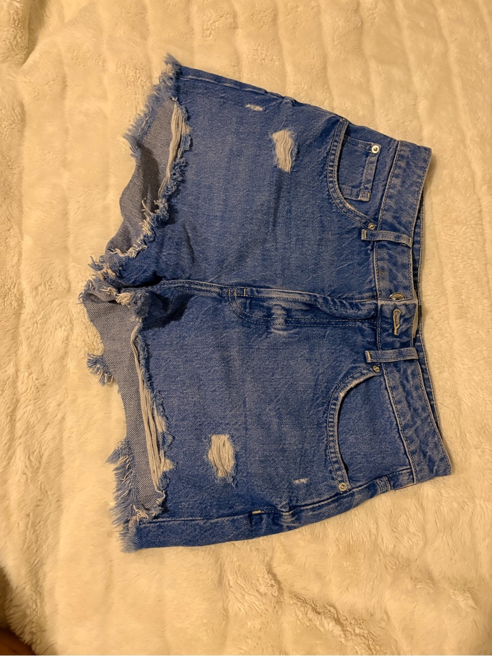 Denim&Co Distressed Cutoff Jean Shorts - Blue